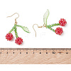 Cherry Glass Seed Beads & Acrylic Dangle Earrings EJEW-MZ00699-02-4