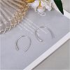 Rhodium Plated 925 Sterling Silver Simple Oval Dangle Earrings for Women JE1080A-5