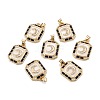 Brass Micro Pave Clear Cubic Zirconia Pendants ZIRC-A020-16G-3