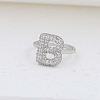 Brass Micro Pave Clear Cubic Zirconia Cuff Rings FS-WG17FF6-02-1