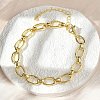 Brass Oval Link Chain Bracelets for Women Men BJEW-K273-11G-1