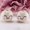Printed Lotus Wood Beads WOOD-TAC0022-03-1