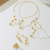 Iron Round Beaded Collar & Stud Earrings & Cuff Bangles & Rings Sets FS-WG833C7-01-1