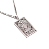 304 Stainless Steel Curb Chain Rectangle with Constellation Pendant Necklaces PW-WG0F5D0-07-1