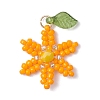 4Pcs 4 Colors Glass Seed Beaded Flower Pendants PALLOY-TA00345-2