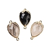 Natural Tourmalinated Quartz Faceted Teardrop Connector Charms G-B081-03G-11-1