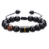 Natural Black Agate & Tiger Eye Round Beaded Adjustable Bracelets LS-HL8029-9-1