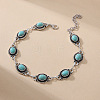 Alloy Resin Imitation Turquoise Oval L?ink Chain Anklets for Women FS-WG9FDC7-02-1