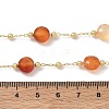 Natural Carnelian Faceted Flat Round Beaded Chain Necklaces with Matte Brass Beads GG-CBA37F5-01G-06-5