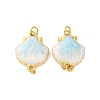 304 Stainless Steel Light Cyan Enamel Shell Shape Connector Charms STAS-U061-06G-1