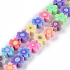 Handmade Flower Printed Polymer Clay Beads Strands CLAY-M003-07H-1