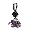 Flower Natural Amethyst Braided Thread Pendant Decorations HJEW-K046-04E-2