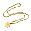 Flat Round with Saint Miller Archangel Pendant Necklaces LS-NJEW-S422-03G-2
