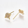 Brass Micro Pave Cubic Zirconia Stud Earring Findings X-KK-S350-027G-2