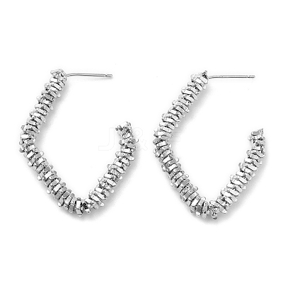 Rack Plating Brass Beaded Rhombus Stud Earrings for Women EJEW-D059-30P-1