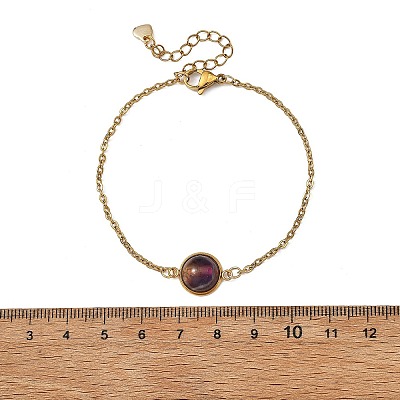 Half Round Natural Gemstone Bead Link Bracelets BJEW-JB14119-1