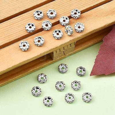 Brass Rhinestone Spacer Beads RB-A014-L6mm-01S-NF-1
