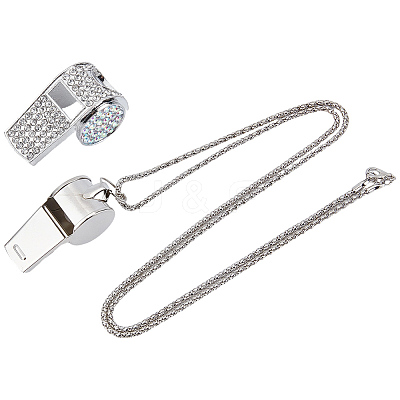 Alloy Crystal Rhinestone Whistle Pendant Necklaces NJEW-WH20001-24P-01-1