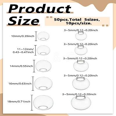 50pcs 5 Styles Round Mechanized One Hole Blown Glass Globe Ball Bottles BLOW-LP0001-01-1