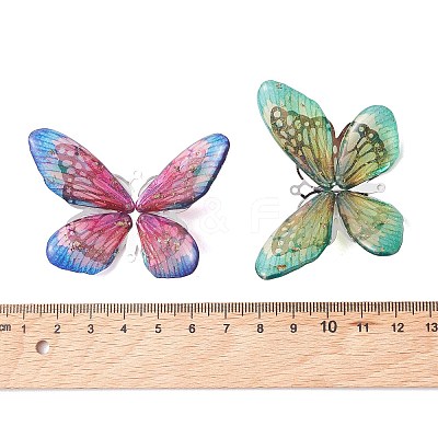 3Pcs 3 Colors Epoxy Resin & 304 Stainless Steel 3D Butterfly Connector Charms PALLOY-TA00400-1