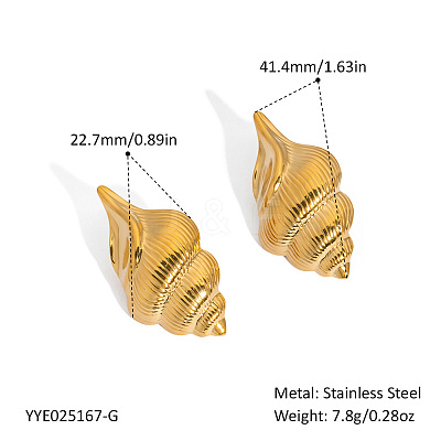 304 Stainless Steel Stripe Conch Stud Earrings GH9944-1-1
