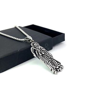 Vintage Gothic Stainless Steel Grim Reaper Pendant Unisex Necklaces QT1992-1