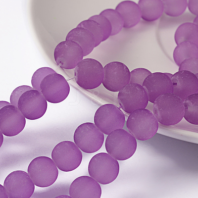Baking Paint Transparent Glass Bead Strands GLAA-S031-8mm-32-1