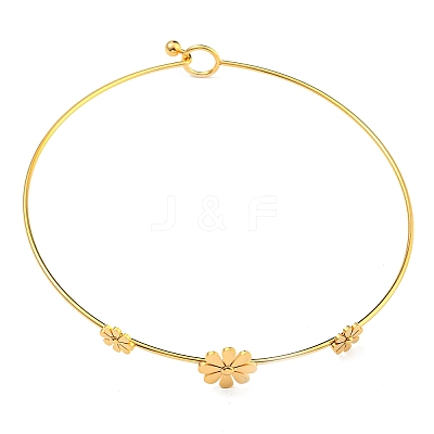 304 Stainless Steel Three Small Daisy Flower Choker Necklaces for Women NJEW-Z040-01G-02-1