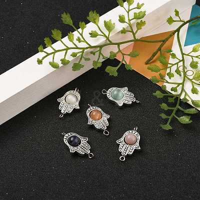 Tibetan Style Alloy Frames with Cat Eye Beads Links PALLOY-JF00479-1