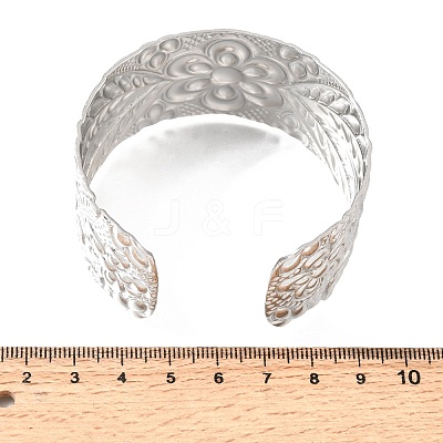 35MM 304 Stainless Steel Textured Flower Wide Cuff Bangles for Women SA-CBAB767-33P-1