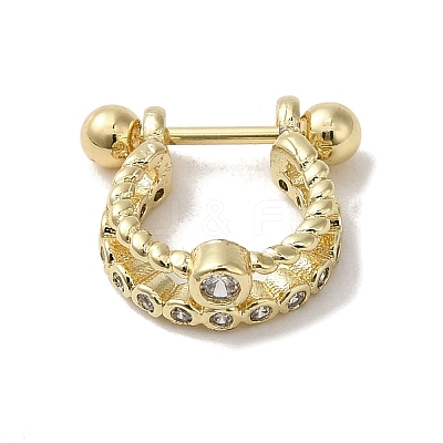 Rack Plating Brass Pave Clear Cubic Zirconia Nose Studs for Women Men EJEW-C097-23C-G-1