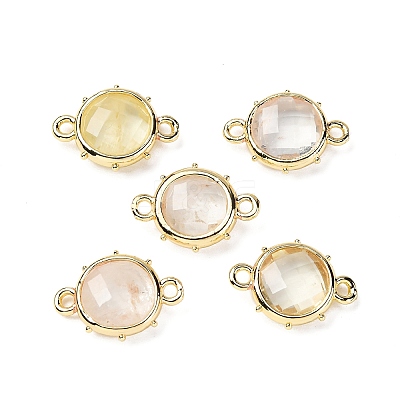 Brass Natural Lemon Quartz Connector Charms KK-Z096-01G-01-1