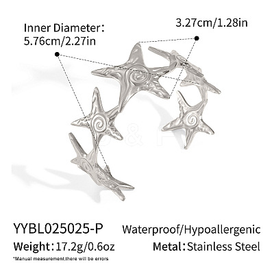 European Star 304 Stainless Steel Open Cuff Bangles for Women XA9694-2-1