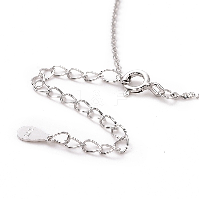 Anti-Tarnish Rhodium Plated 925 Sterling Silver Cable Chains Necklace for Women STER-I021-09P-1