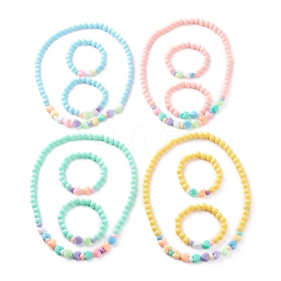Stretch Kids Beaded Necklace & Bracelet Jewelry Sets SJEW-JS01198-1