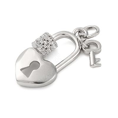 Rack Plating Brass Micro Pave Cubic Zirconia Pendants KK-M021-09P-1