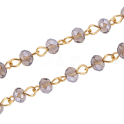 Handmade Rondelle Glass Beads Chains for Necklaces Bracelets Making X-AJEW-JB00037-05-1