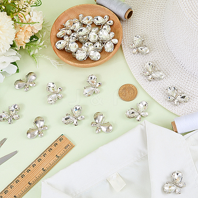 Platinum Tone Alloy Rhinestone Butterfly Cabochons DIY-FG0009-98B-1
