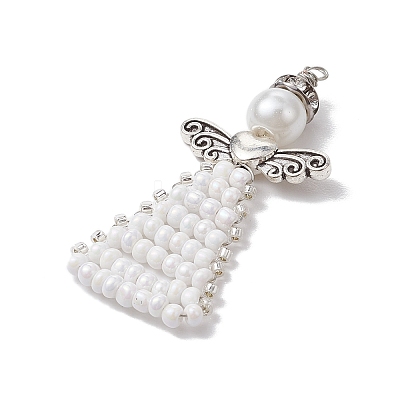 Glass Seed Beads Pendants PALLOY-MZ00381-02-1