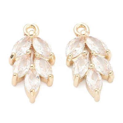 Brass Clear Cubic Zirconia Pendants X-ZIRC-O042-03G-1