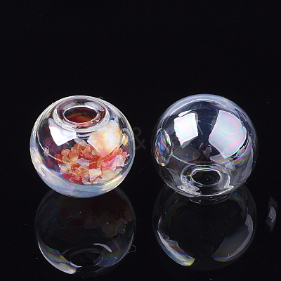 Round Handmade One Hole Blown Glass Globe Ball Bottles X-BLOW-R002-14mm-AB-1