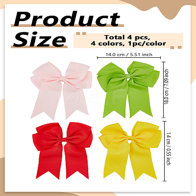 4Pcs 4 Colors Bowknot Polyester Alligator Hair Clips for Women Girls OHAR-LP0001-37-1