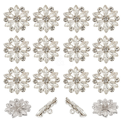 30Pcs Alloy Rhinestone Shank Bottons BUTT-HY0001-14S-1