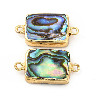 Natural Paua Shell Connector Charms PEAR-P004-40KCG-1