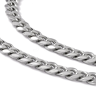 Non-Tarnish 201 Stainless Steel Cuban Link Chain Necklace with 304 Stainless Steel Clasps for Men Women NJEW-M194-01D-P-1