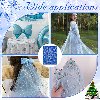 Snowflake Pattern Nylon Fabric DIY-WH0084-85B-1