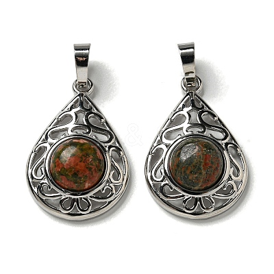 Natural Unakite Pendants G-Q158-05P-25-1