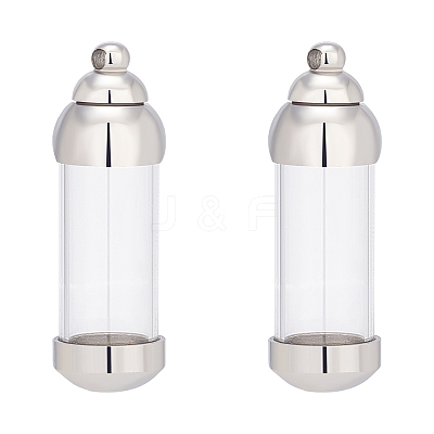 2Pcs 304 Stainless Steel Glass Bottle Pendants STAS-UN0044-69-1