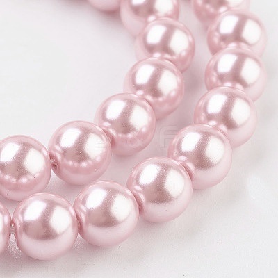 Eco-Friendly Glass Pearl Beads Strands X-HY-A008-8mm-RB109-1