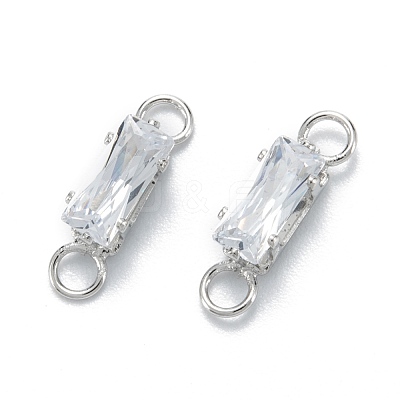 Brass Clear Cubic Zirconia Links Connectors ZIRC-G170-16P-1